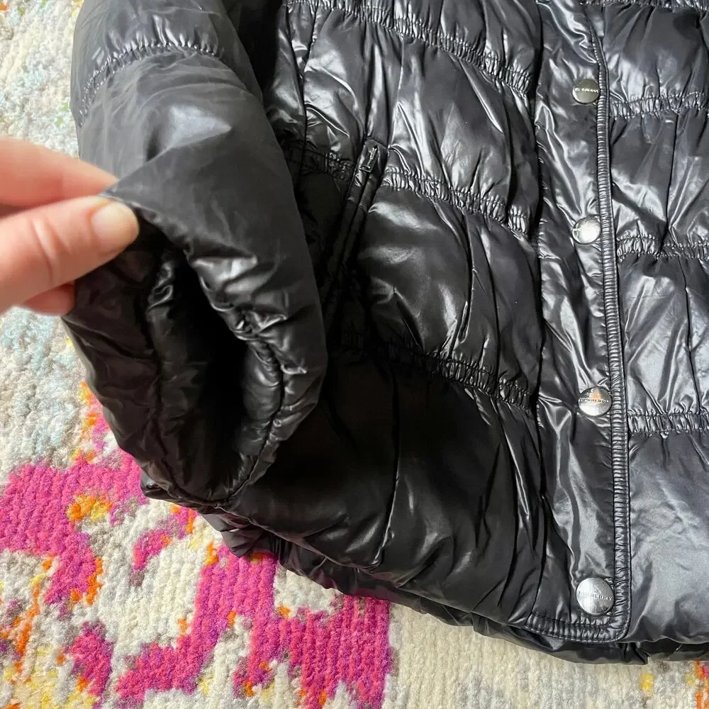 Burberry Black Goose Down Quilted Puffer Jacket sz M Medium Coat Shiny - Picture 5 of 12